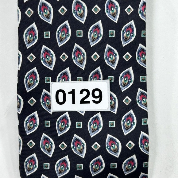 Caumont Neck Tie Men Black Preppy Business Casual Silk Abstract 55" L x 4" W - Picture 8 of 8